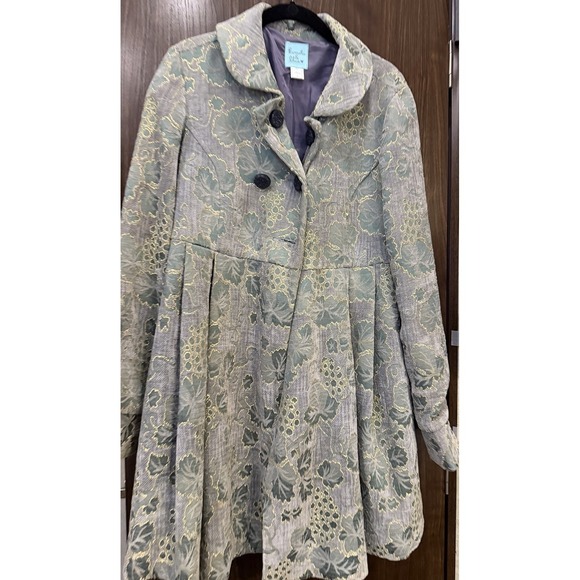 Kimchi Blue Jackets & Blazers - VNTG Y2K Green Gold Floral Tapestry Dress Coat Theater Princess BohoFairy Core S